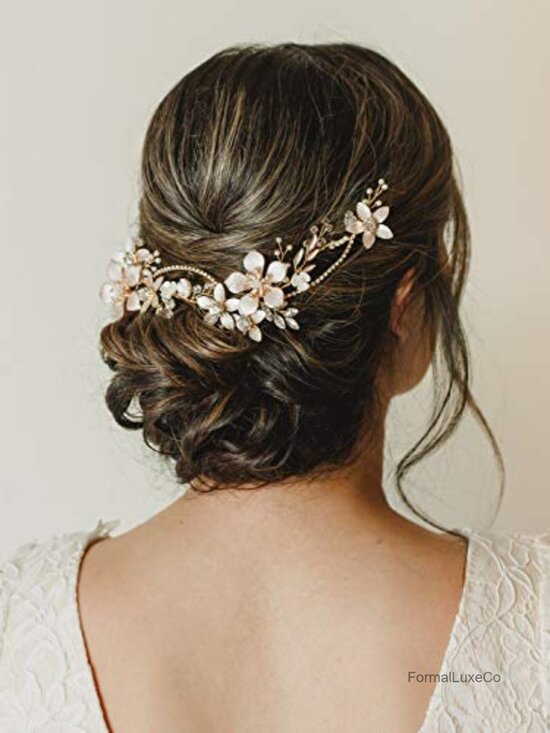 Bridal Flower Headband Hair Vine Crystal Headpiece for Wedding main image 6